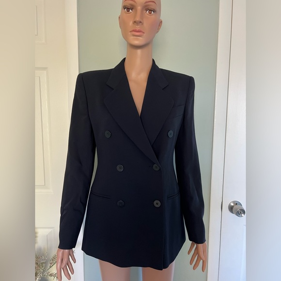 Giorgio Armani Womens Double Breasted Wool Blazer Dark Blue Size 6 - Picture 3 of 11